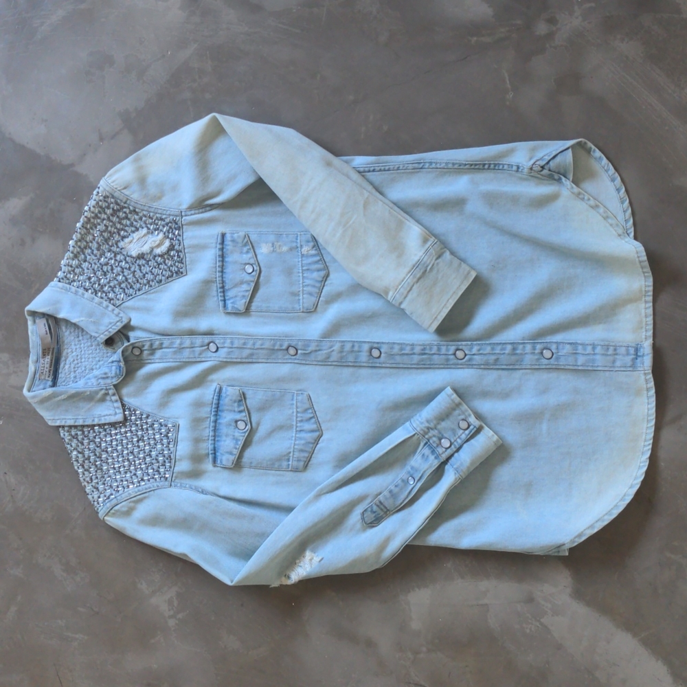 ALL SAINTS - Embellished Chambray Button Down - Size XS